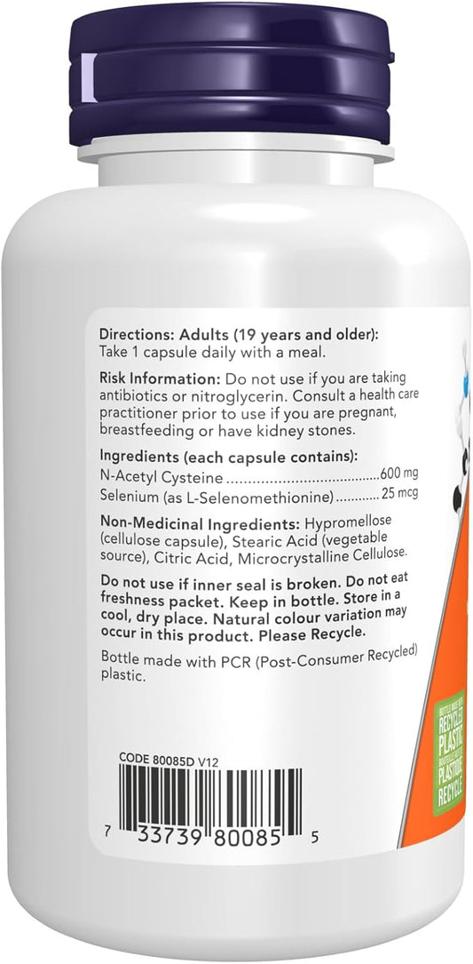NAC（N-乙醯半胱氨酸）600毫克，含硒和鉬，100粒