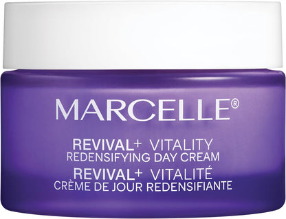 Marcelle Revival+ Vitality Redensifying Day Cream, for Menopausal Skin, with Vitamin D, Hyaluronic Acid and Urea, Hypoallergenic, Fragrance-Free, Paraben-Free, Clean, Cruelty-Free, 50 mL