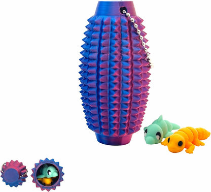 Upgrade 3D Printed Pain Fidget, 3D Printed Pain Fidget with Animals - Purple