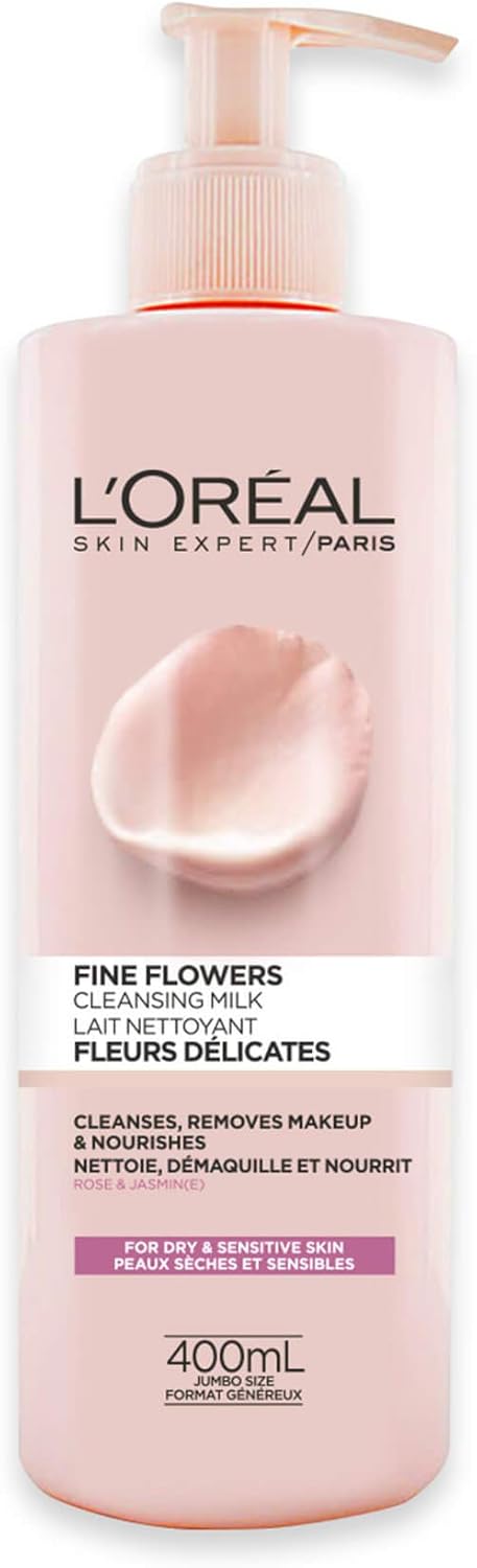 L’Oréal Paris Face Wash Fine Flowers Cleansing Milk with Rose & Jasmine Flower Extracts, 400 ml