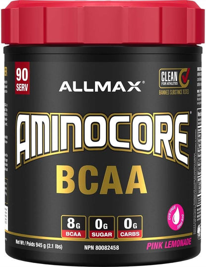 ALLMAX Nutrition Allmax Aminocore 945克粉红柠檬水 - 100% 纯支链氨基酸 - 无麸质 945克粉红柠檬水