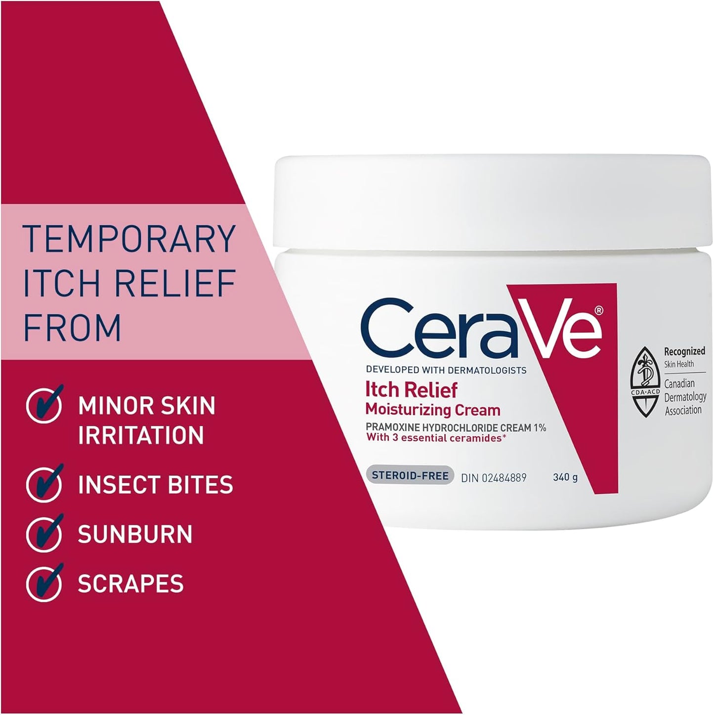 CeraVe 男女通用止痒保湿霜。适用于干性及易患湿疹的肌肤。这款止痒霜可缓解轻微刺激、蚊虫叮咬、晒伤和擦伤。含普莫卡因，无香型，340克