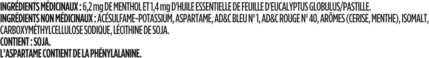 HALLS 无糖黑樱桃味止咳糖，润喉糖，缓解咽喉痛，薄荷醇润喉糖，25 粒，12 包，加拿大制造