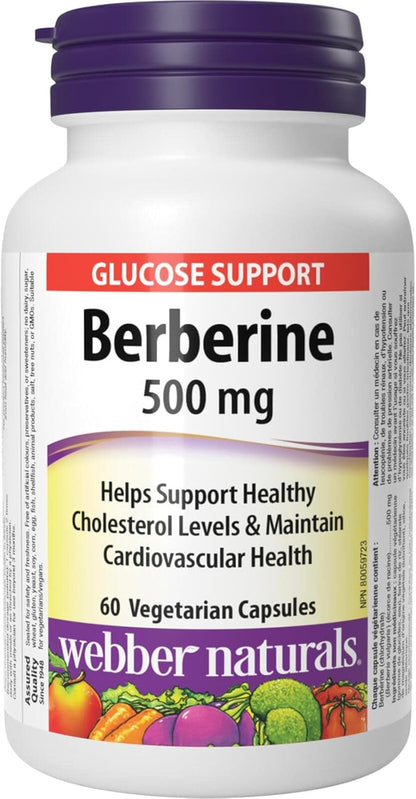 Webber Naturals 小檁鹼 500 毫克，60 粒膠囊，支持健康的葡萄糖代謝和心血管健康，純素