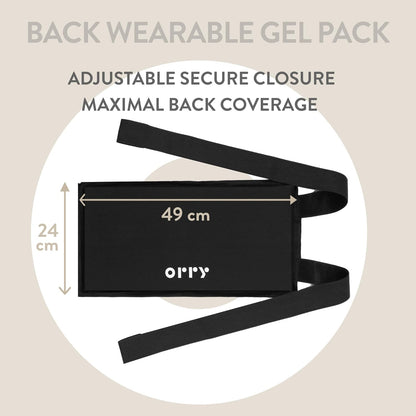 ORRY 背部凝胶冰袋 - 可重复使用的压缩凝胶绷带，用于冷/热疗法 - 缓解背部疼痛、腰部疼痛 - 易于调节（黑色）