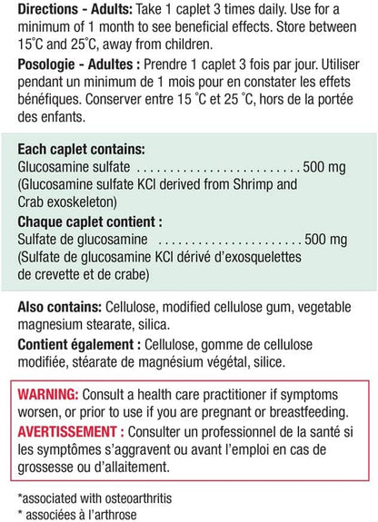 Jamieson 葡萄糖胺 500 毫克胶囊，加量装，缓解骨关节炎相关关节疼痛，并防止软骨退化。非转基因，无麸质，360 粒胶囊，加拿大制造