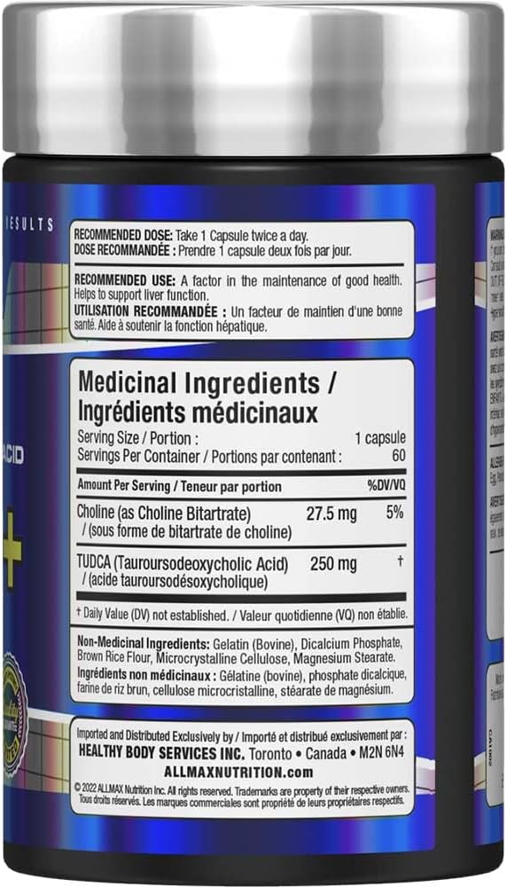 Allmax TUDCA+ 60粒 - 牛磺酸牛磺酸 - 肝脏排毒和肠道健康