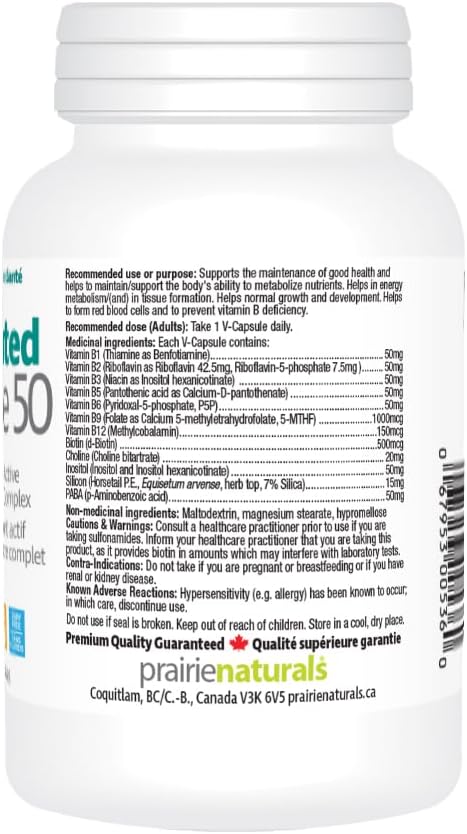 Prairie Naturals 活性维生素B-Force - 60粒。全谱维生素B群，最大程度吸收。富含具有代谢活性的维生素B6、维生素B12和MTHF，有助于能量代谢、组织形成和发育，并支持正常的红细胞……