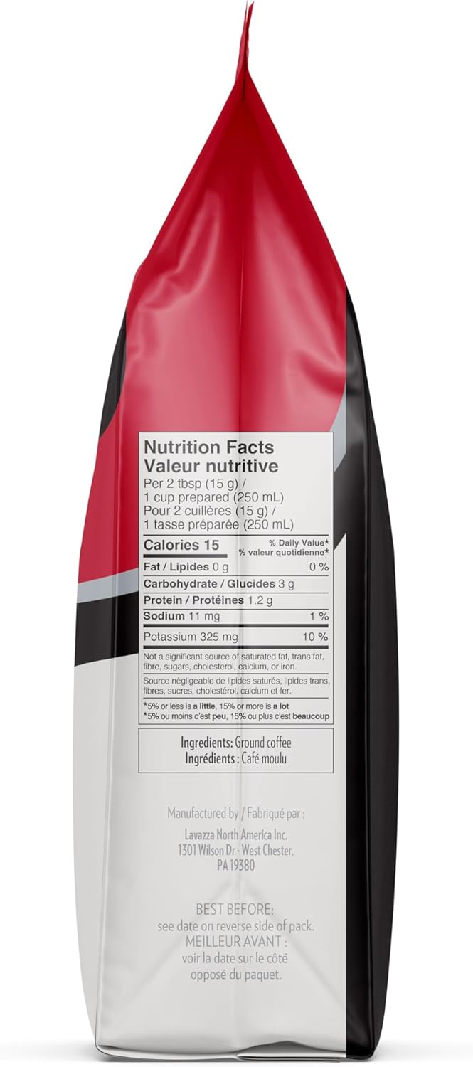 Lavazza Classico 研磨咖啡混合物，中度烘焙，340 克/袋 - 浓郁风味，带有干果香味