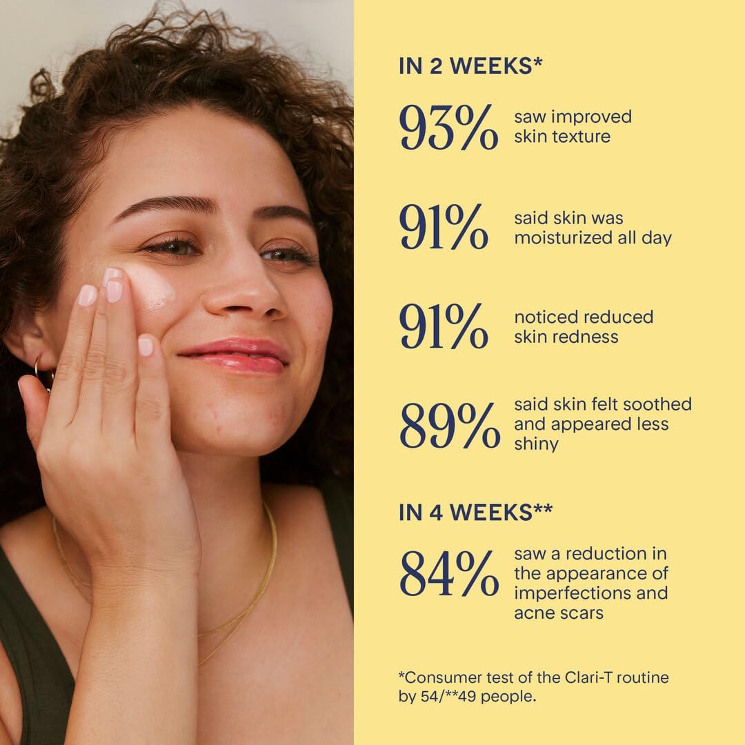 Marcelle Clari-T Skin Balancing Gel-Cream with 2% Salicylic Acid + Niacinamide, Face Moisturizer, Clarifying & Exfoliating, Vegan, Cruelty-Free, Hypoallergenic, Fragrance-Free, Non-Comedogenic, 40 mL