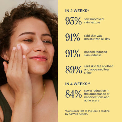 Marcelle Clari-T Skin Balancing Gel-Cream with 2% Salicylic Acid + Niacinamide, Face Moisturizer, Clarifying & Exfoliating, Vegan, Cruelty-Free, Hypoallergenic, Fragrance-Free, Non-Comedogenic, 40 mL