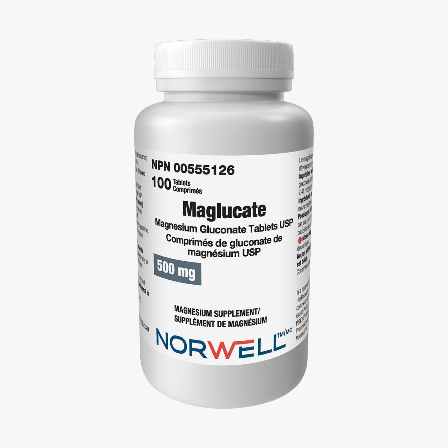 Maglucate，葡萄糖酸鎂每日劑量，促進整體健康，男女適用鎂補充劑，支持肌肉功能，500毫克，100片