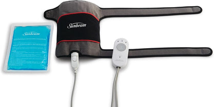 Sunbeam FlexTemp 冷熱關節敷帶，緩解疼痛，適用於肘部或膝蓋的冷熱療法，加熱墊，具有 3 種加熱設定和 2 小時自動關閉功能，灰色