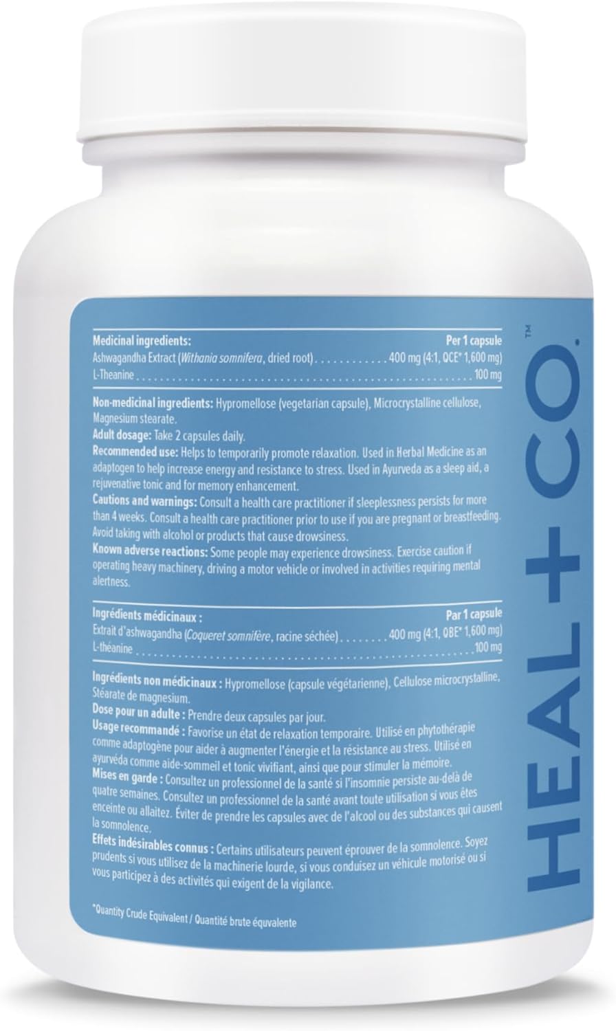 HEAL + CO. 壓力複合物 | 南非醉茄 + L-茶氨酸 | 壓力 + 放鬆支持補充劑 | 120 粒膠囊