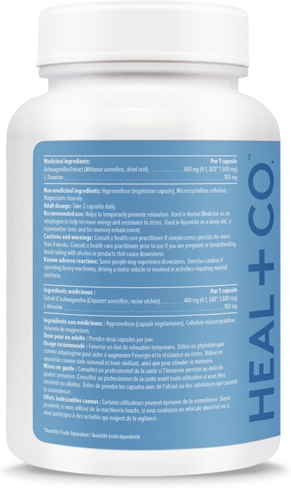 HEAL + CO. 壓力複合物 | 南非醉茄 + L-茶氨酸 | 壓力 + 放鬆支持補充劑 | 120 粒膠囊