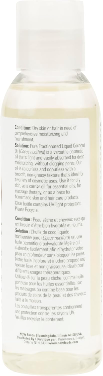 NOW Solutions, Liquid Coconut Oil, Light and Nourishing, Promotes Healthy-Looking Skin and Hair, 118mL