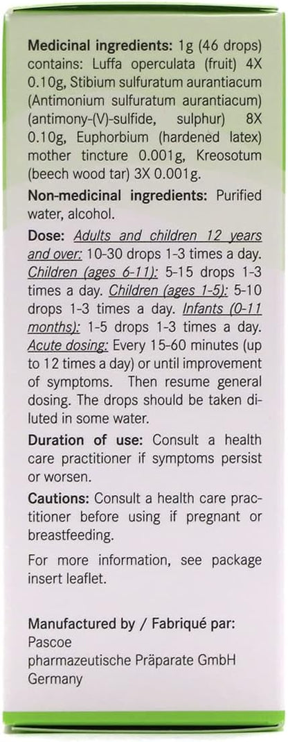 Pascoe - Sinupas 50ml - 口服滴剂 - 缓解鼻窦充血和炎症的顺势疗法 - 缓解鼻窦炎和充血症状 - 不引起困倦的鼻窦缓解 - 丝瓜、橙黄硫锑、大戟、木薯。