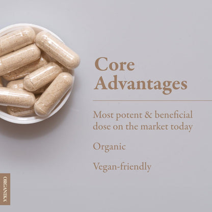 Organika 加拿大制造狮鬃菇 - 超强有机蘑菇提取物 - 2800 毫克 - 益智，天然支持记忆力、情绪、神经保护和认知 - 120 粒胶囊，120 天用量