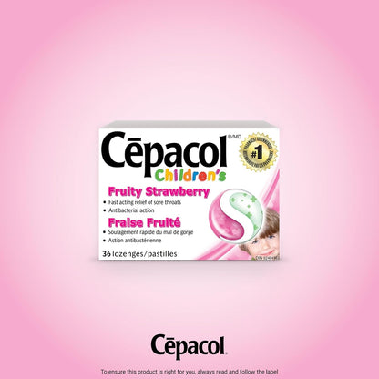 Cepacol 兒童水果草莓口味喉痛潤喉糖 36 粒