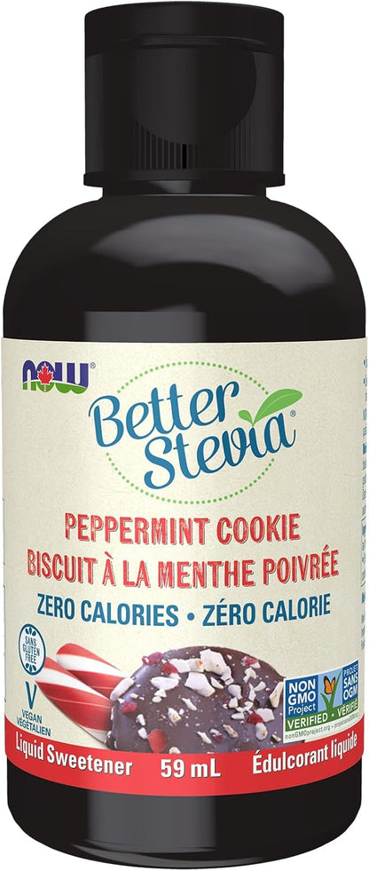 NOW BetterStevia Peppermint Cookie Zero-Calorie Liquid Sweetener, Keto Friendly, Suitable for Diabetics, No Erythritol, 59ml