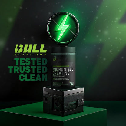 BULL Nutrition 微粉化肌酸一水合物补充剂粉，用于肌肉生长、增强耐力和力量，从而提高运动表现 - 加拿大制造 - 88 份，440 克，无味