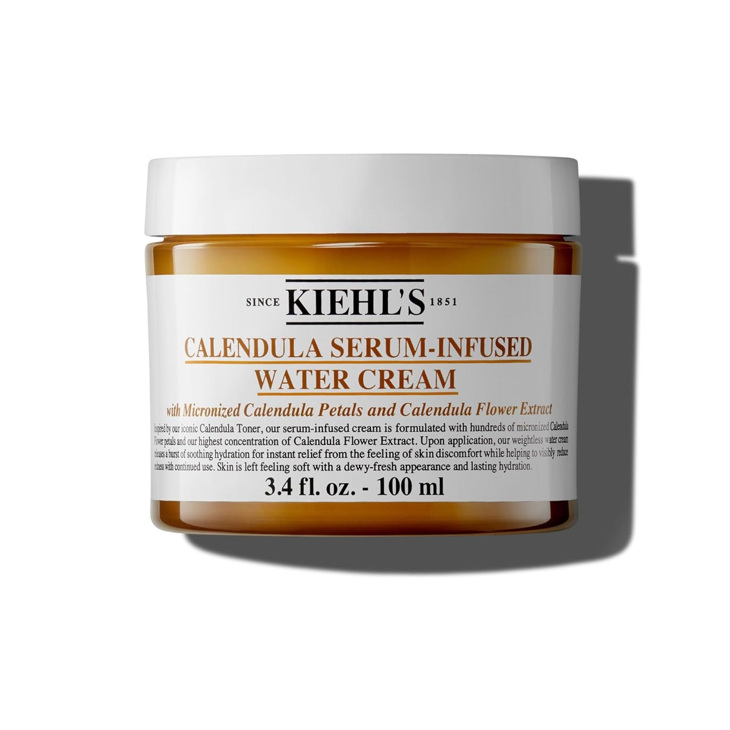 Kiehl's Calendula Serum Infused Water Cream, Soothing Gel Moisturizer for All Skin Types, Visibly Evens Skin Tone & Boosts Radiance in 1 Week, 24HR Hydration, Reduces Redness - 100 ml
