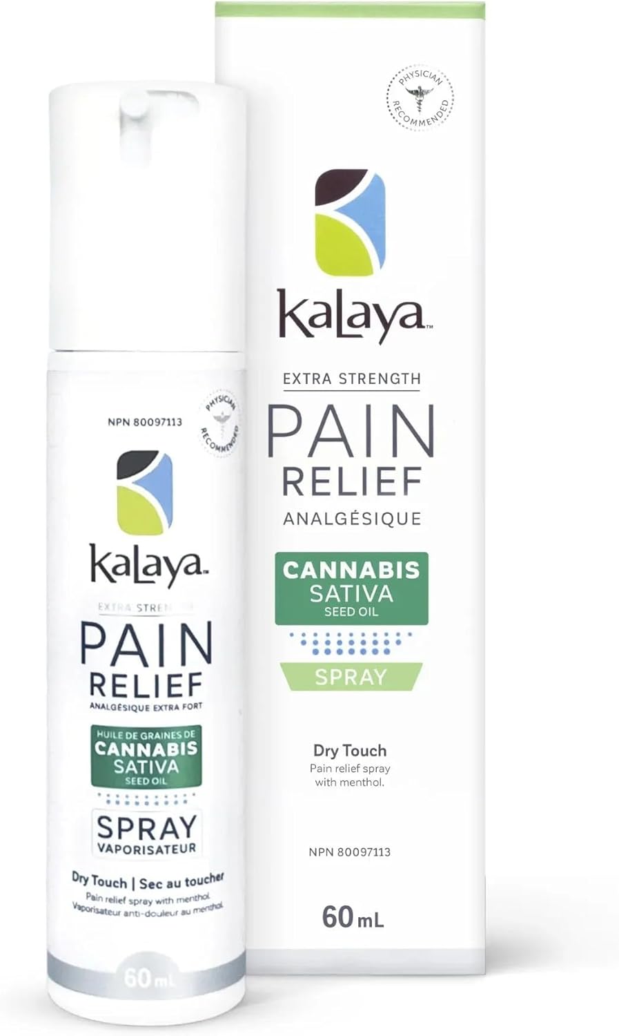 KaLaya 大麻籽油止痛喷雾 - 快速起效和快速干燥喷雾，可缓解关节炎、背痛、关节痛和肌肉痛引起的疼痛（60 毫升（1 包））