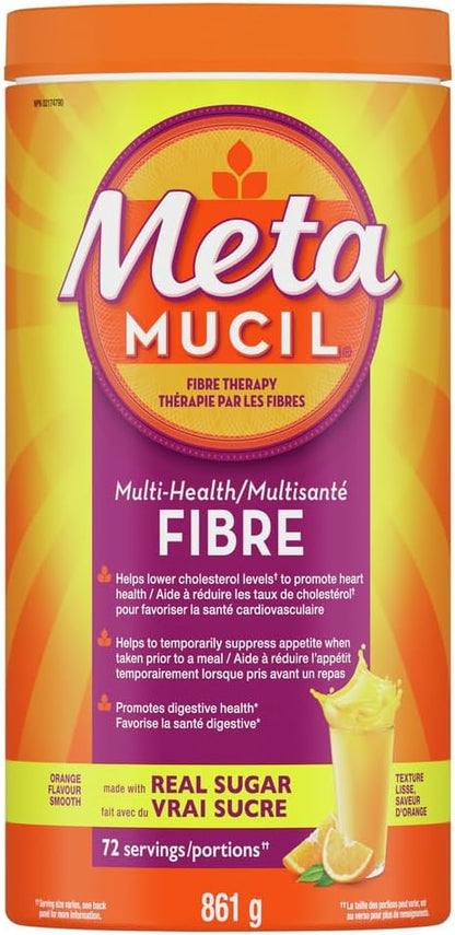 Metamucil，高級混合，每日洋車前子殼粉補充劑，無糖，含甜菊糖和，每日洋車前子殼粉補充劑，真糖，三合一纖維，促進消化健康