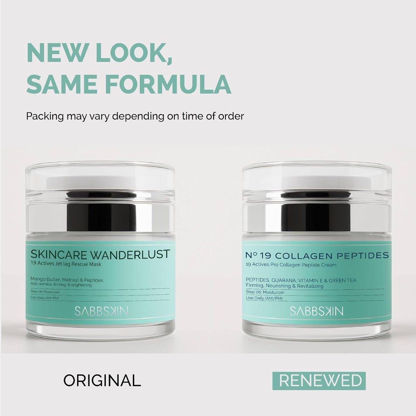 SABBSKIN Face Moisturizer Cream with 19 Active Ingredients - Peptide Moisturizer for face Fights Wrinkles, Aging Marks, Brightens & Firms Skin - Face Cream, Mask & oil free face moisturizer for Men & Women - 50ml