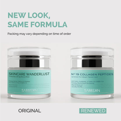 SABBSKIN Face Moisturizer Cream with 19 Active Ingredients - Peptide Moisturizer for face Fights Wrinkles, Aging Marks, Brightens & Firms Skin - Face Cream, Mask & oil free face moisturizer for Men & Women - 50ml