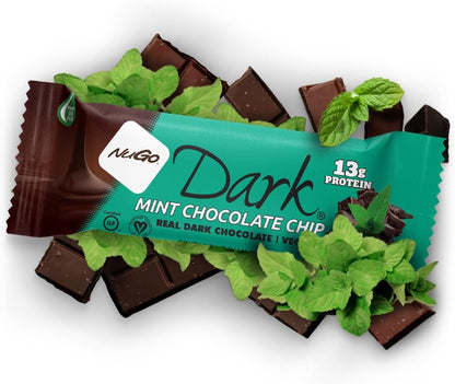 NuGo Dark Mint Chocolate Chip, 13g Vegan Protein, 200 Calories, Gluten Free, 12 Count