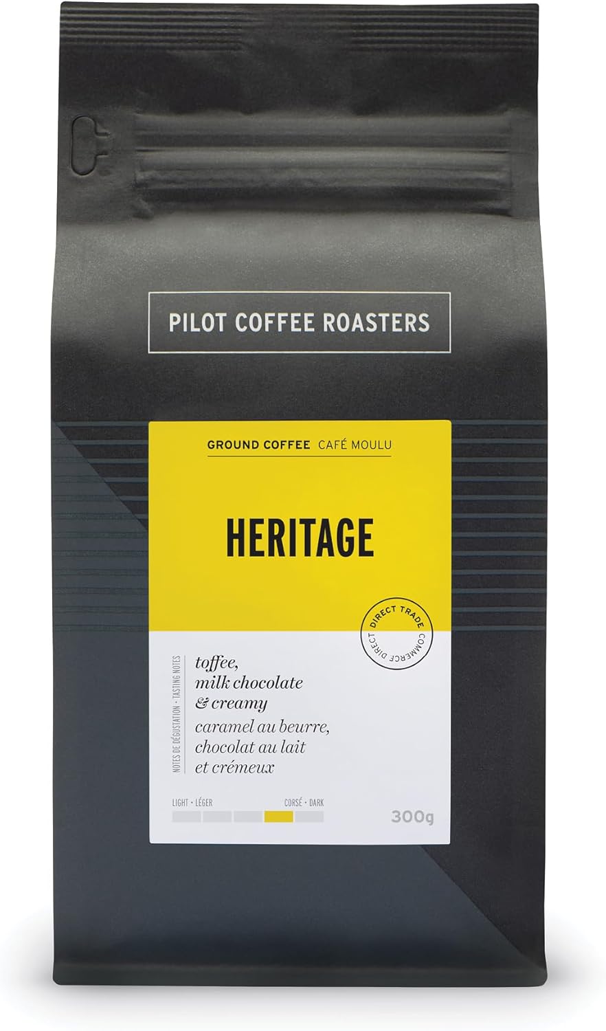 Pilot Coffee Roasters Heritage 招牌浓缩咖啡混合装，浓缩咖啡豆，研磨咖啡，300 克，加拿大制造