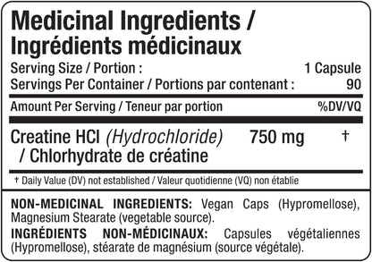 ALLMAX Essentials 肌酸盐酸盐胶囊，750 毫克，90 粒