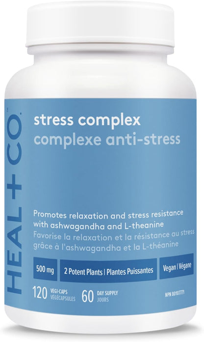 HEAL + CO. 壓力複合物 | 南非醉茄 + L-茶氨酸 | 壓力 + 放鬆支持補充劑 | 120 粒膠囊