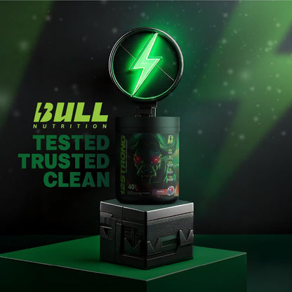 BULL Nutrition 12 STRONG - 含甘油、L-瓜氨酸、β-丙氨酸和肌酸补充剂的运动前粉末，可促进肌肉生长并提高耐力、力量、专注力和能量输出 - 加拿大制造 - 40 份……