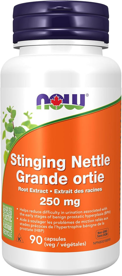NOW Supplements, 荨麻根提取物（Urtica dioica）250 毫克，支持前列腺健康*，90 粒素食胶囊
