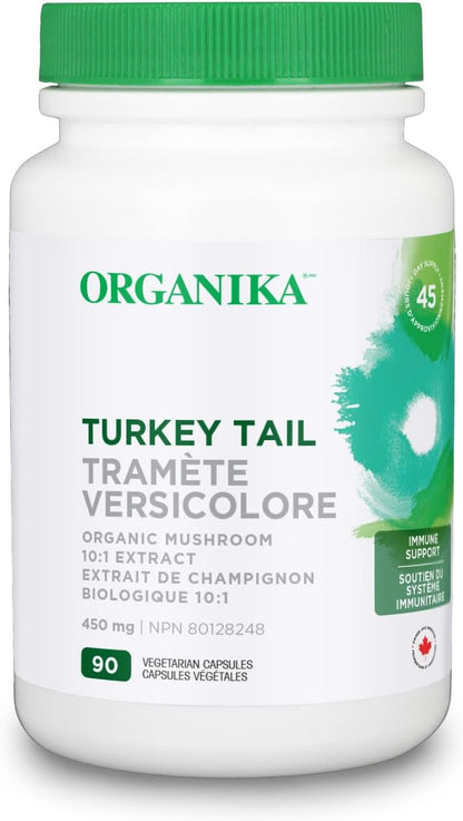 Organika 火雞尾蘑菇 - 有機 450 毫克 10:1 萃取物 - 免疫支持 - 90 粒膠囊
