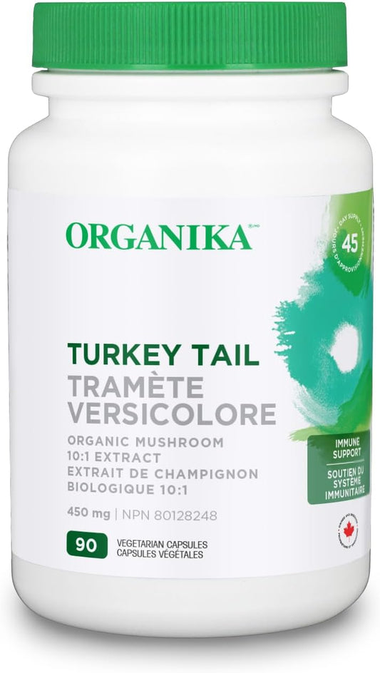 Organika 火雞尾蘑菇 - 有機 450 毫克 10:1 萃取物 - 免疫支持 - 90 粒膠囊
