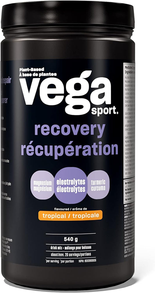 Vega Sport 運動後恢復加速劑，熱帶風味（20 份）純素、非乳製品、無麩質、支鏈氨基酸，540 克（包裝可能有所不同）