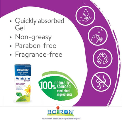Boiron Arnicare 瘀伤凝胶，天然舒缓瘀伤，缓解疼痛、肿块、水肿和肿胀 - 不油腻，无香料，45克