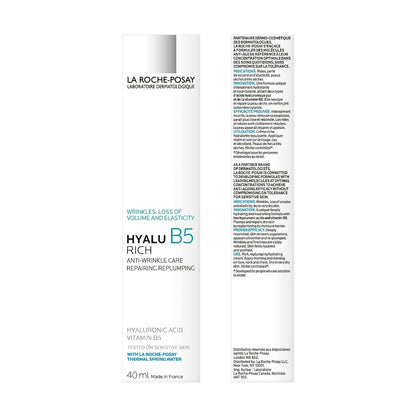La Roche-Posay Hyalu B5 Riche Cream, Anti-Wrinkle Care, Repairing Replumping with Hyaluronic Acid and Vitamin B5 | Suitable for Sensitive Skin | 40 ml