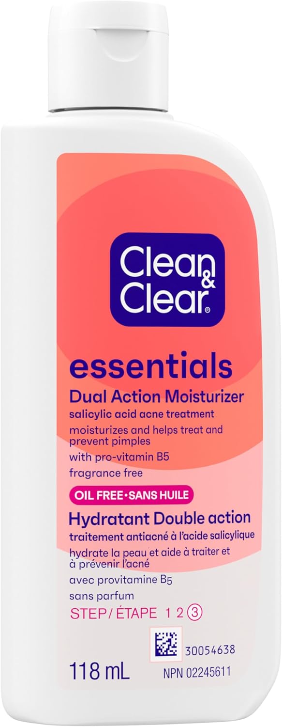 Clean & Clear Face Moisturizer With Salicylic Acid Acne Medication, Oil-Free, 118 mL