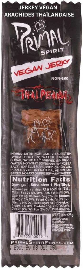 Primal Spirit 泰国花生素肉干，28 克（24 包）