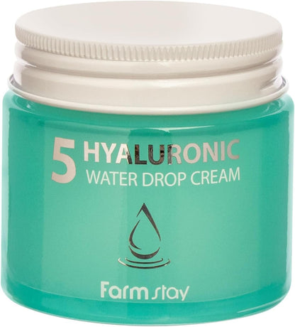 Farmstay Hyaluronic 5 Water Drop Cream - Hyaluronic Acid Cream for Full-Day Hydration - Moisturizing Face Cream for a Firm, Plump Complexion - 80 ml