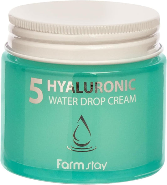 Farmstay Hyaluronic 5 Water Drop Cream - Hyaluronic Acid Cream for Full-Day Hydration - Moisturizing Face Cream for a Firm, Plump Complexion - 80 ml