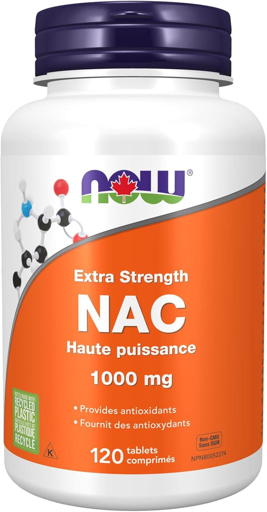 NOW Supplements，超強效 NAC（N-乙醯半胱氨酸）1,000 毫克，提供抗氧化劑，促進穀胱甘肽的形成，120 片