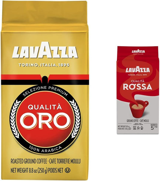 Lavazza Espresso Oro Brick Coffee, 250g & Espresso Rossa Ground Coffee, 250g (packaging may vary)