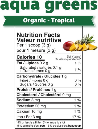 Prairie Naturals 有機水生綠葉蔬菜，有機螺旋藻和小球藻混合物，綠色活力劑，排毒，抗氧化，經第三方測試，純素，無麩質，非基因，在戶外可持續有機種植，Tropica...