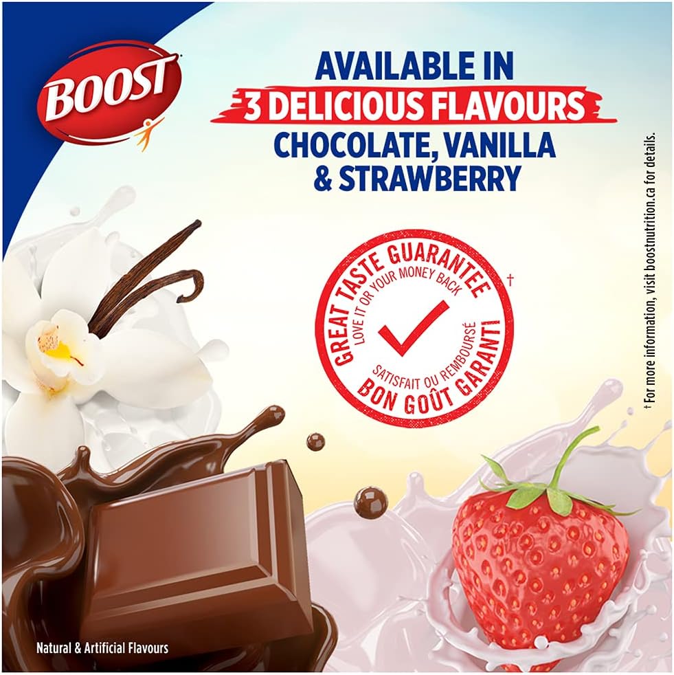 BOOST Original Meal Replacement Drink, Vanilla, 6x237ml, Case Pack of 4, Packaging May Vary & PLUS Complete Nutrition Drink, Chocolate, 6x237ml Bottles, Case Pack of 4, Packaging May Vary