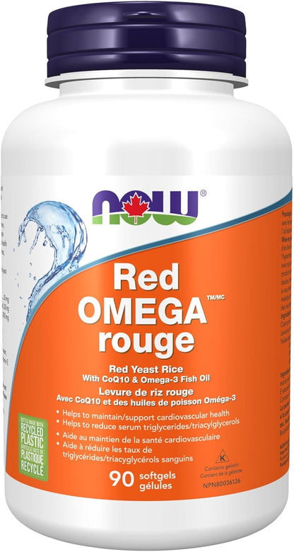 NOW Supplements, Red Omega™ 含輔酶 Q10 30 毫克和 Omega-3 魚油，心血管支持*，90 粒軟膠囊
